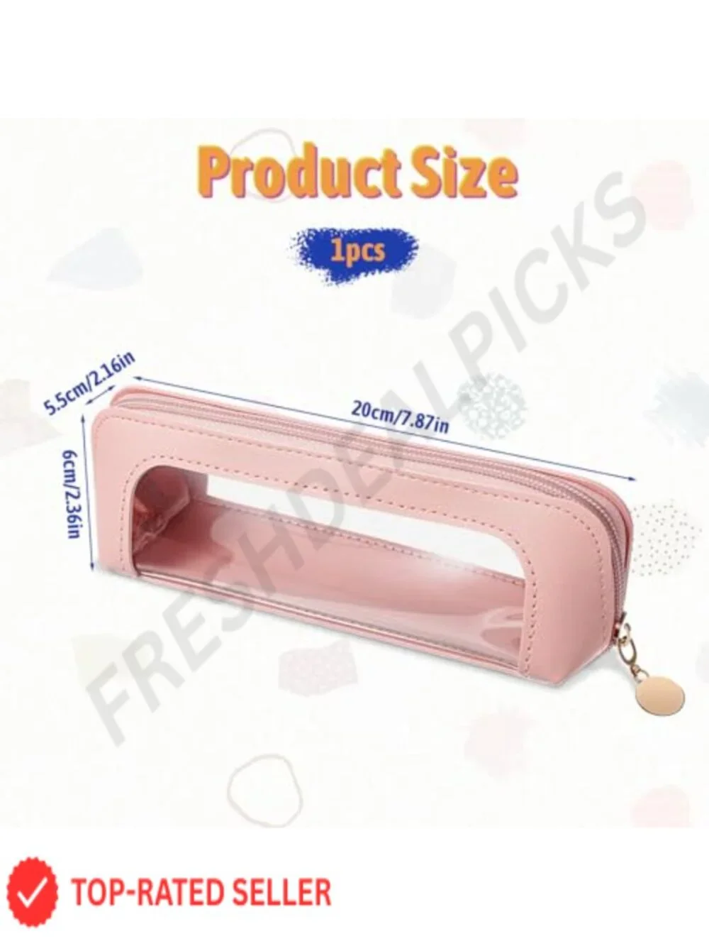 PU Leather Transparent Makeup Brush Travel Bag Toiletry Holder with Zipper